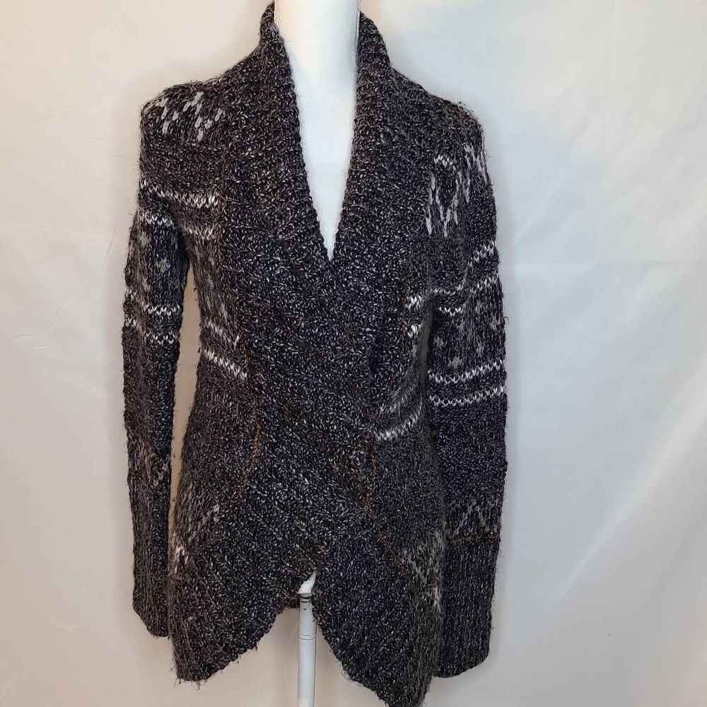 FREE People Fuzzy Wool Blend 2 Button Close Cardigan Blue Gray sz S